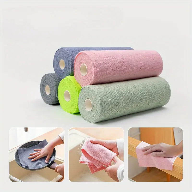 Reusable Microfiber Cleaning Cloth Roll (50 Cloths)