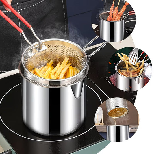 CrispyPro Stainless Steel Deep Fryer Pot with Oil Drain Basket