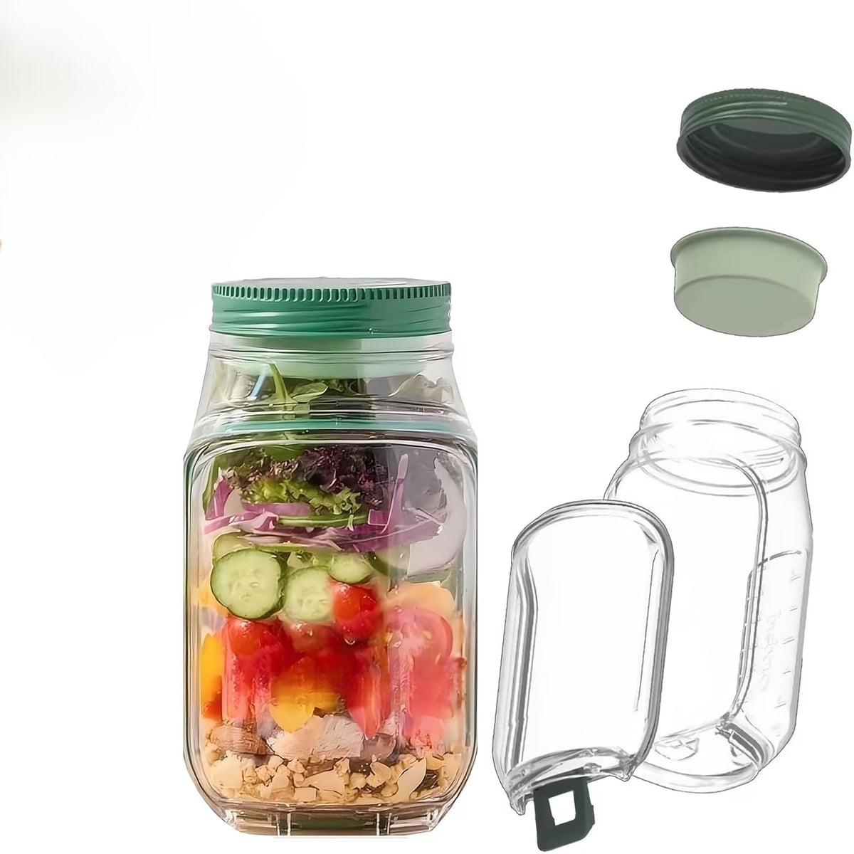FreshBowl 2-in-1 Salad Jar with Dressing Pod