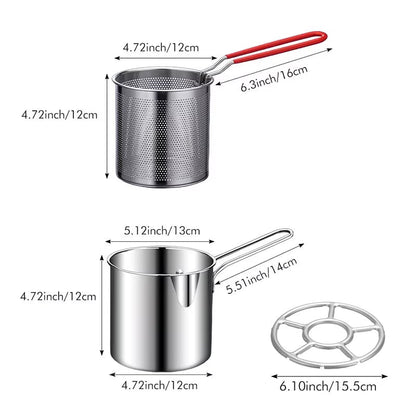 CrispyPro Stainless Steel Deep Fryer Pot with Oil Drain Basket