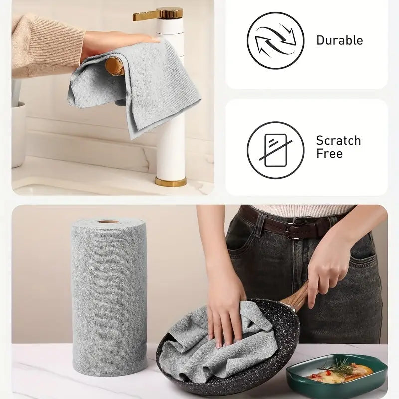 Reusable Microfiber Cleaning Cloth Roll (50 Cloths)