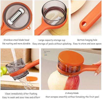 Ergonomic Vegetable Peeler & Peel Collector - Pack of 2