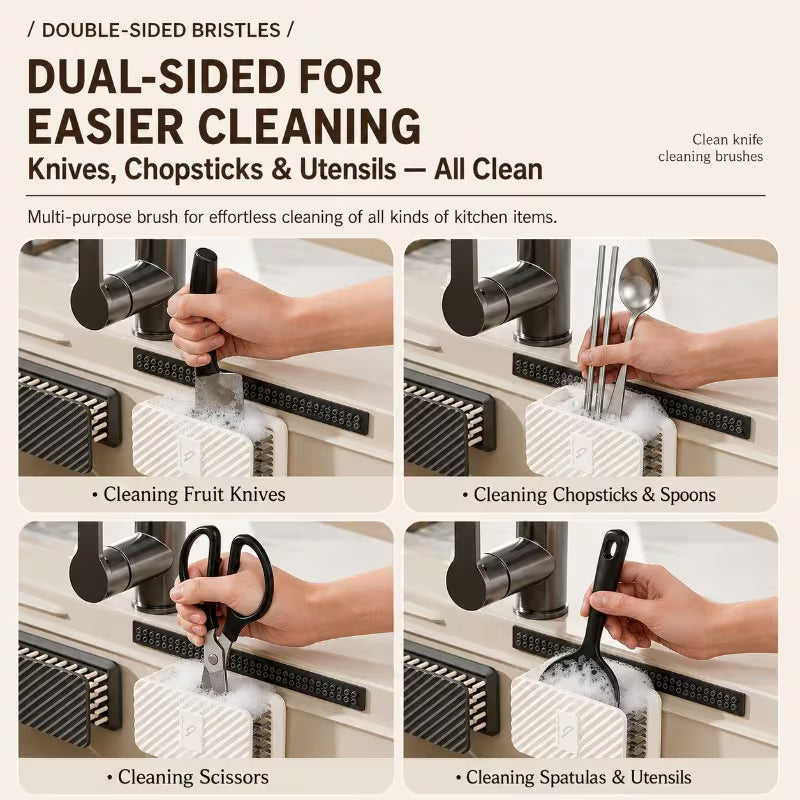 SafeGrip U-Shaped Multi-Purpose Knife & Utensil Cleaning Brush - Buy 1 Get 1 Free