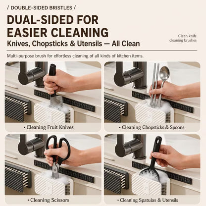 SafeGrip U-Shaped Multi-Purpose Knife & Utensil Cleaning Brush - Buy 1 Get 1 Free