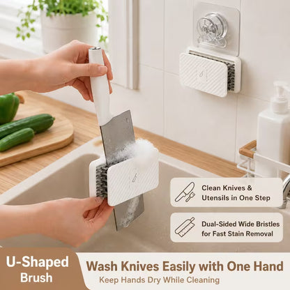 SafeGrip U-Shaped Multi-Purpose Knife & Utensil Cleaning Brush - Buy 1 Get 1 Free